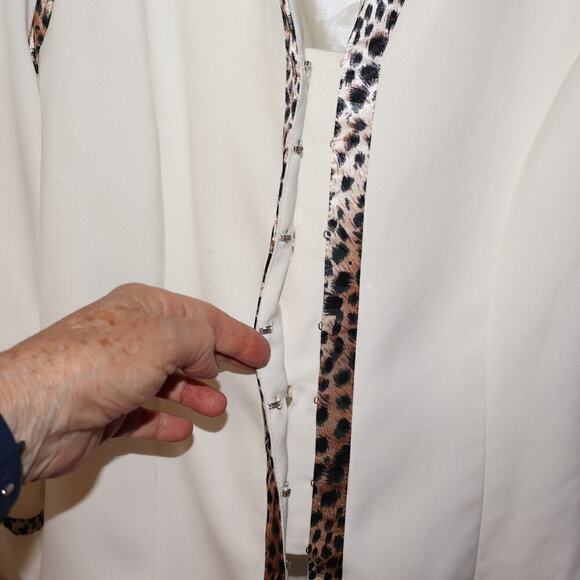 Midnight Velvet Size 12 White Jacket Animal Trip Polyester Hook Eye Lined - Picture 5 of 14